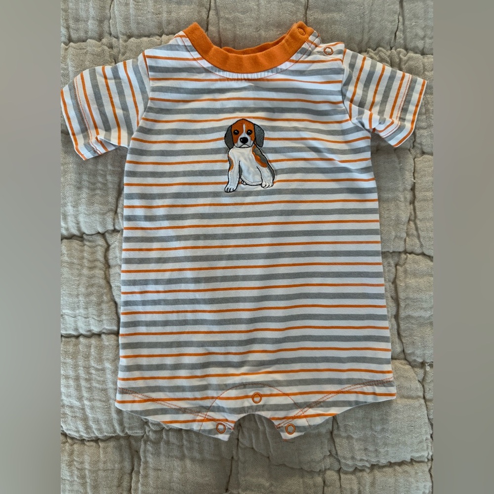 Ishtex striped onesie with dog